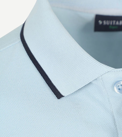 Suitable respect polo tip ferry lichtblauw | Regular-fit