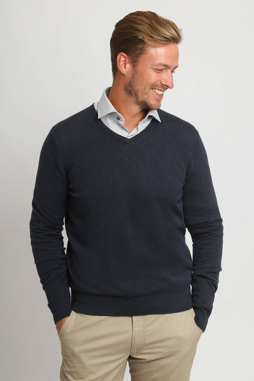 Suitable respect vinir pullover melange donkerblauw