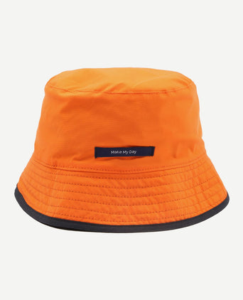 Reversible bucket hat donkerblauw oranje