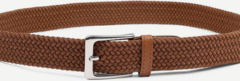 Geweven riem taupe cognac
