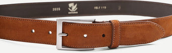 Riem suède leer cognac