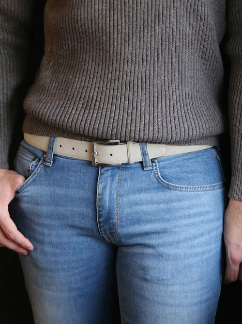 Suitable riem suede wit beige