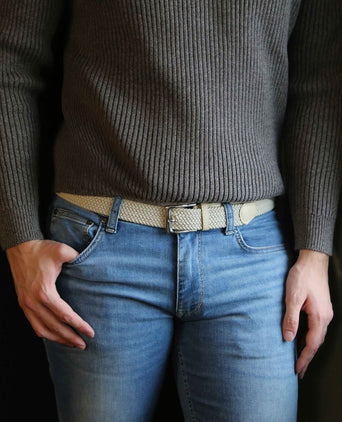 Gevlochten riem beige