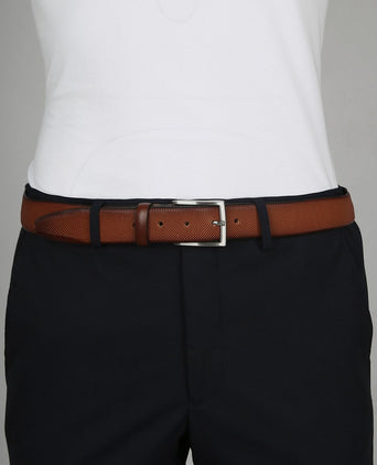 Suitable riem structuur leer cognac