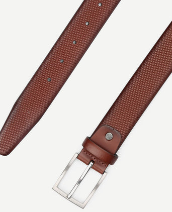 Suitable riem structuur leer cognac