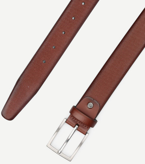 Suitable riem structuur leer cognac