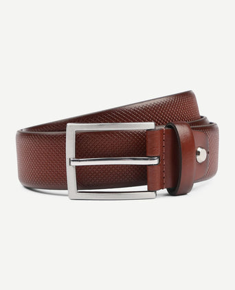 Suitable riem structuur leer cognac