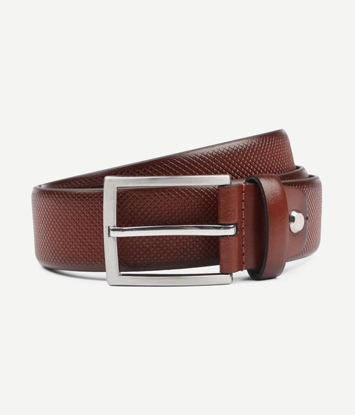 Suitable riem structuur leer cognac