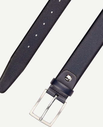 Suitable riem structuur leer donkerblauw