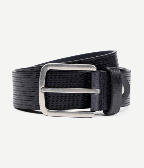 Suitable riem structuur leer donkerblauw
