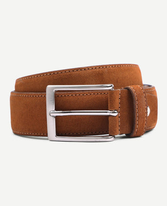 Riem suède leer cognac