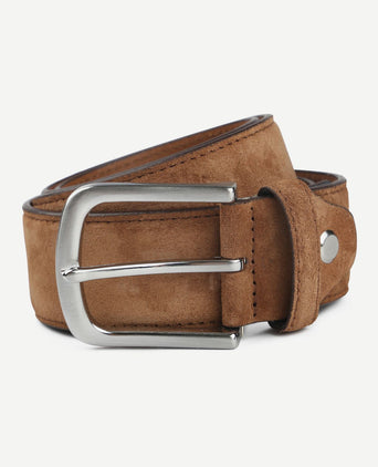 Riem suède leer cognac
