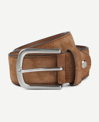 Riem suède leer cognac