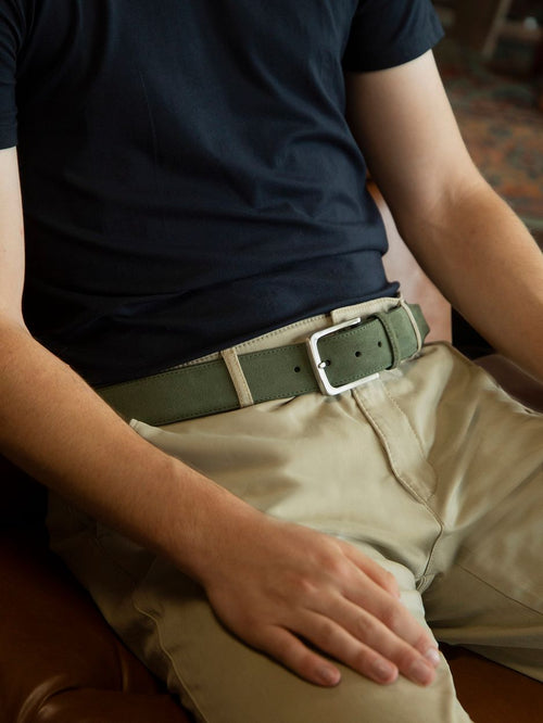 Suitable riem suède leer groen