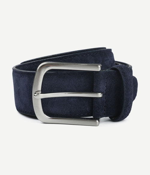 Suitable riem suède leer donkerblauw