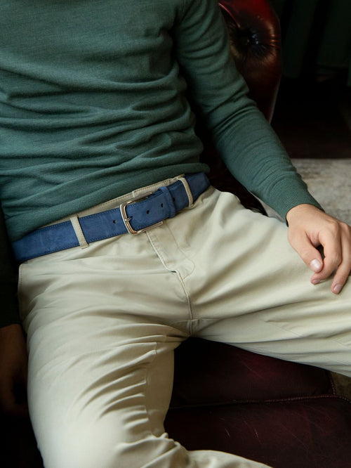 Suitable riem suède leer donkerblauw