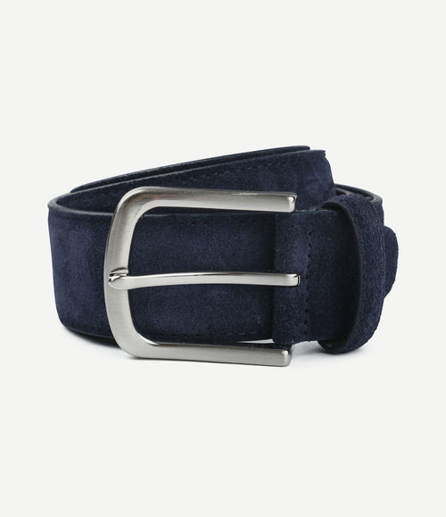 Riem suède leer donkerblauw