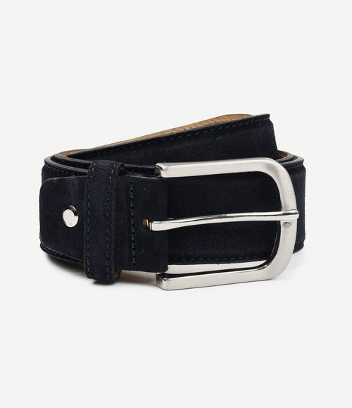 Riem suède leer donkerblauw