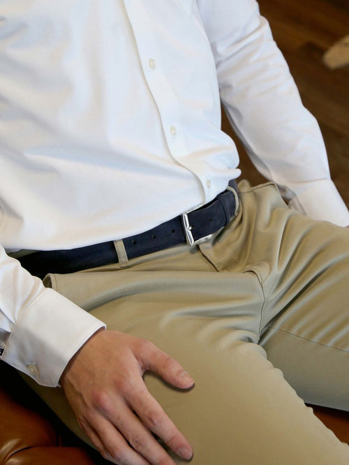 Suitable riem suede donkerblauw 309