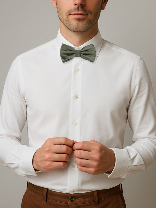 Suitable satijn strik olijf