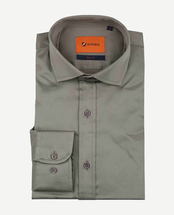 Suitable satin overhemd grijs | Slim-fit