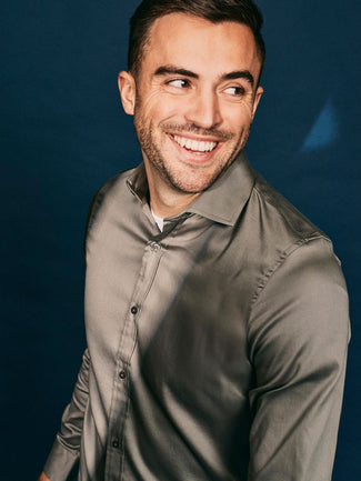 Suitable satin overhemd grijs | Slim-fit Suitable satin overhemd grijs | Slim-fit