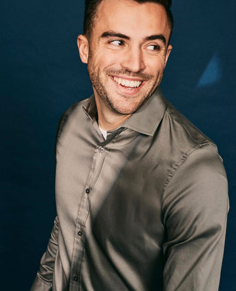 Suitable satin overhemd grijs | Slim-fit