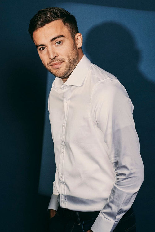 Suitable satin overhemd wit | Slim-fit