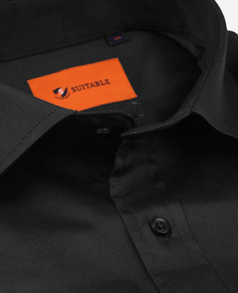 Suitable satin overhemd zwart | Slim-fit