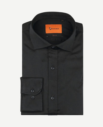 Satin overhemd zwart