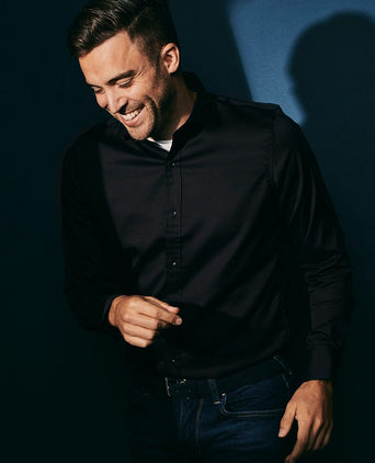 Suitable satin overhemd zwart | Slim-fit