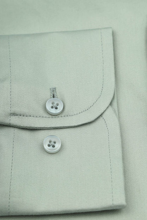 Suitable satin stretch overhemd groen | Slim-fit