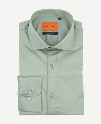 Suitable satin stretch overhemd groen | Slim-fit