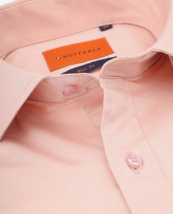 Suitable satin stretch overhemd roze | Slim-fit