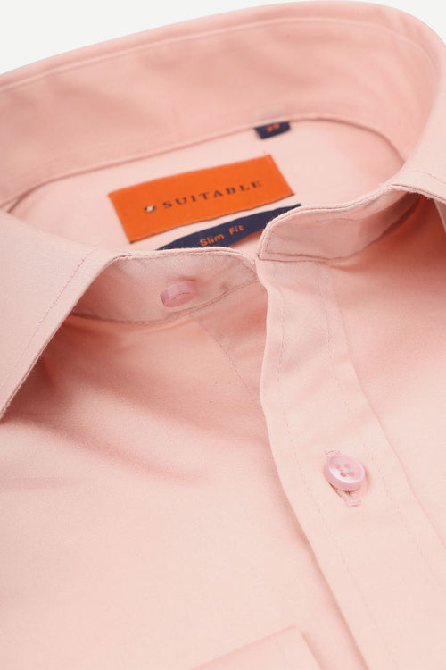 Suitable satin stretch overhemd roze | Slim-fit