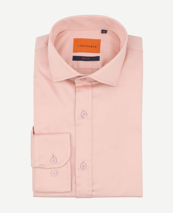 Suitable satin stretch overhemd roze | Slim-fit