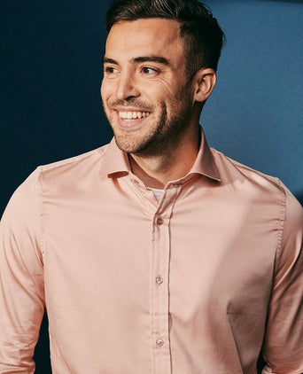 Suitable satin stretch overhemd roze | Slim-fit