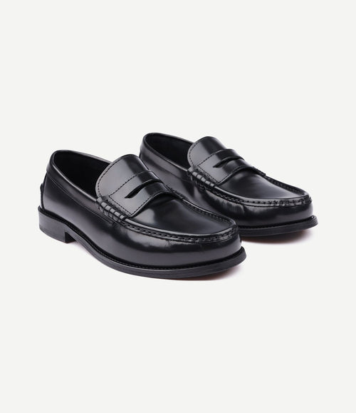 Penny loafers leer zwart