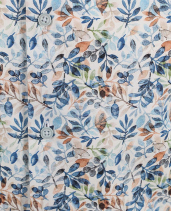 Suitable short sleeve overhemd bloemenprint blauw | Regular-fit