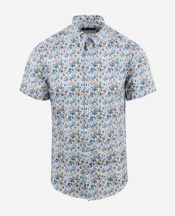 Suitable short sleeve overhemd bloemenprint blauw | Regular-fit