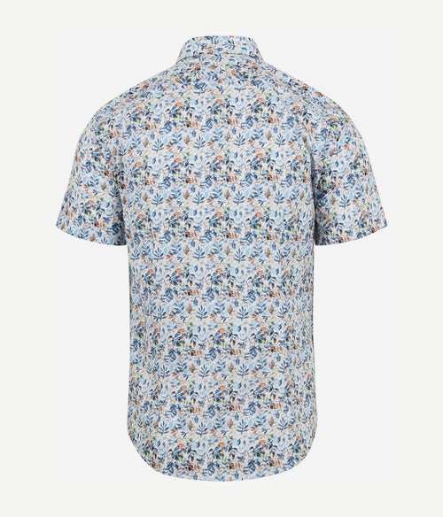Suitable short sleeve overhemd bloemenprint blauw | Regular-fit