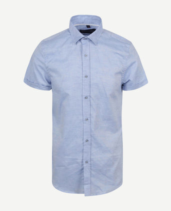 Short sleeve overhemd linnen lichtblauw