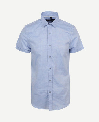 Short sleeve overhemd linnen lichtblauw