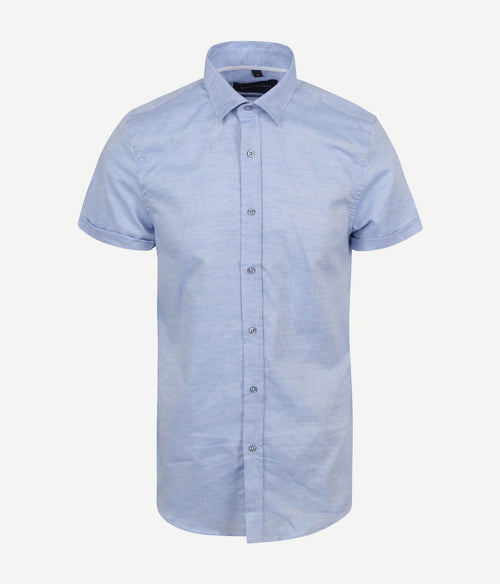 Suitable short sleeve overhemd linnen lichtblauw | Regular-fit