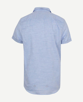 Short sleeve overhemd linnen lichtblauw