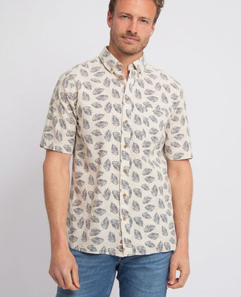 Suitable short sleeve overhemd linnen sheng blauw | Regular-fit