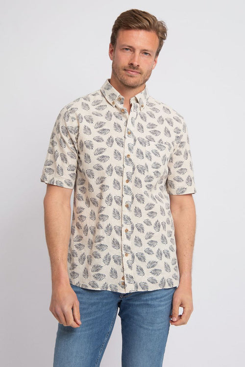 Suitable short sleeve overhemd linnen sheng blauw | Regular-fit