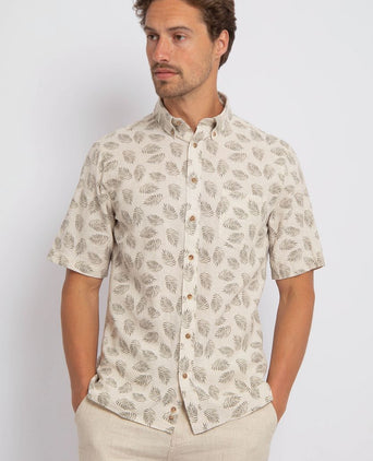 Suitable short sleeve overhemd linnen sheng groen | Regular-fit