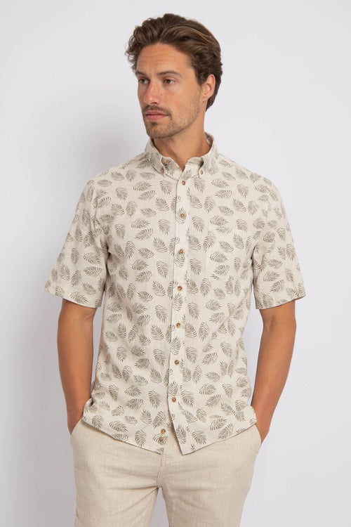 Suitable short sleeve overhemd linnen sheng groen | Regular-fit