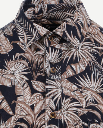 Suitable short sleeve overhemd linnen simon donkerblauw | Regular-fit